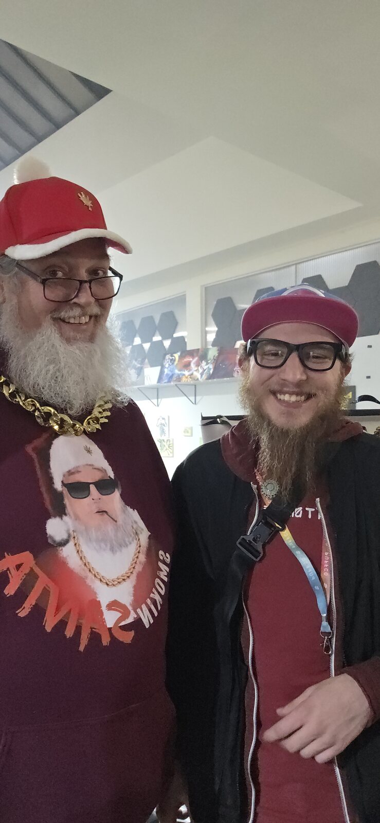 Smoking Santa wearing his own shirt