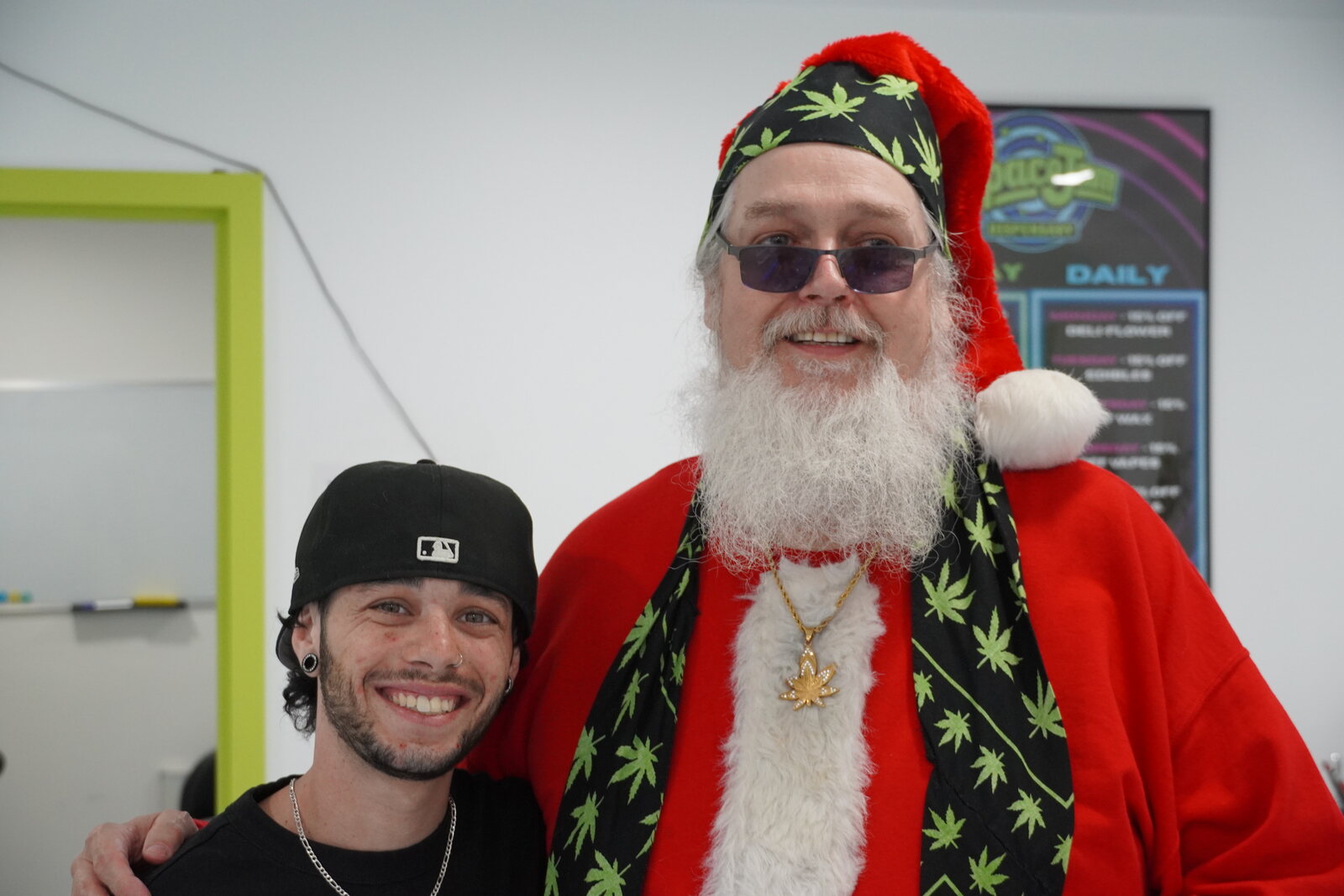 Smoking Santa with a customer